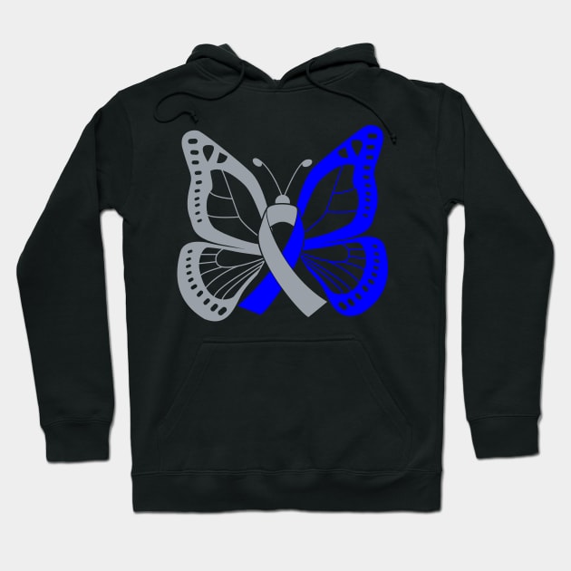 Silver and Blue Butterfly Awareness Ribbon Hoodie by FanaticTee